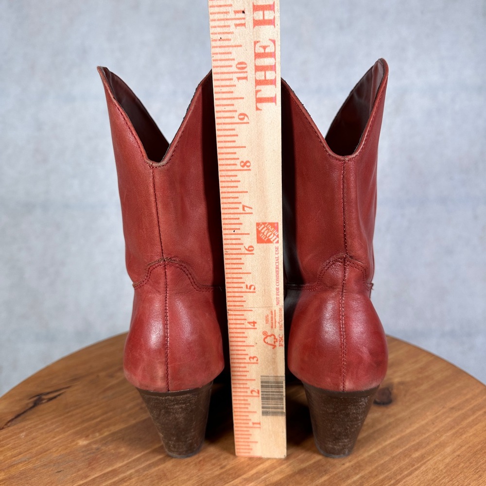 Franco Fortini McKinley2 Booties Womens 8 Red Leather Good Western Block Heel - Picture 7 of 14
